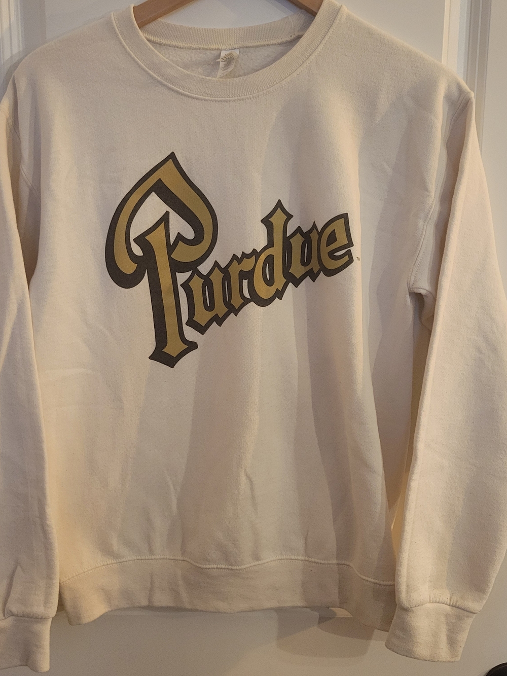 Purdue University Cream Crewneck Sweatshirt with Gold Logo